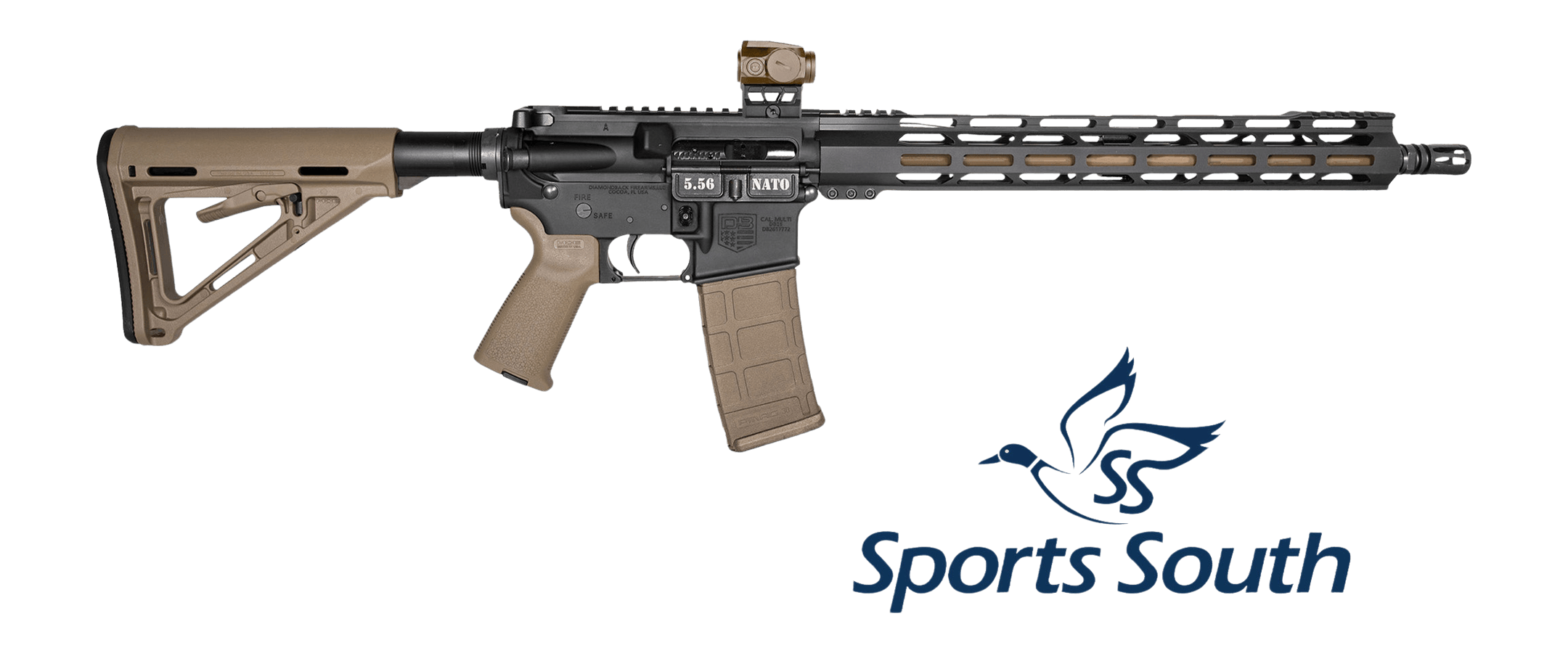 Diamondback DB175AK223 DB15 Sports South Exclusive 5.56 NATO 30+1 16" Flat Dark Earth Cerakote Threaded Barrel Black Cerakote Aluminum Receiver w/Picatinny Rail M-LOK Handguard Magpul MOE Flat Dark Earth Polymer Stock Magpul MOE Grip Viridian Venta