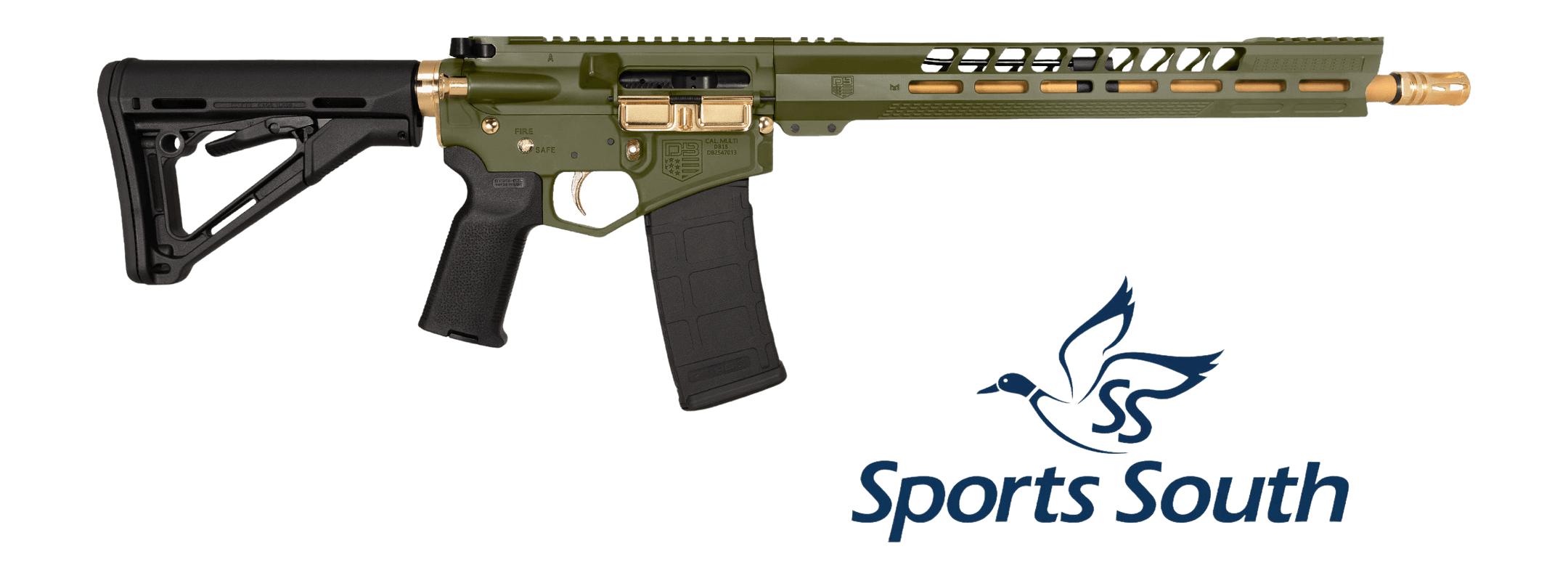 Diamondback DB175AK802 DB15 Sports South Exclusive 5.56 NATO 30+1 16" Gold Cerakote Threaded Barrel Green Cerakote w/Gold Accents Aluminum Receiver w/Picatinny Rail M-LOK Handguard Magpul MOE Black Polymer Stock Magpul MOE Grip