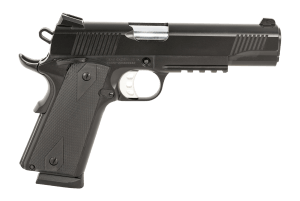 Tisas Arms 10100531 1911 Duty 9mm Luger 9+1 5" Stainless Barrel  Black Cerakote Carbon Steel Serrated Slide & Frame w/Picatinny Rail  Black Rubber Grip