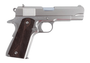 Tisas Arms 10100115 1911 A1 Tank Commander 45 ACP 7+1 4.25" Stainless Steel Barrel  Nickel Carbon Steel Serrated Slide & Frame w/Beavertail  Walnut Grip