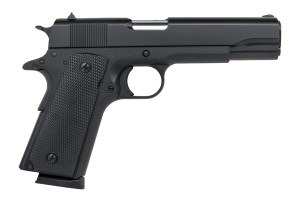 Tisas Arms 10100519 1911 A1 Service 9mm Luger 7+1 5" Stainless Steel Barrel  Black Cerakote Carbon Steel Serrated Slide & Frame w/Beavertail  Black Rubber Grip