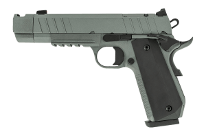 Tisas Arms 10100135 1911 Night Stalker Carry 45 ACP 8+1 4.25" Black Bull Barrel  Gray Cerakote Carbon Steel Serrated Slide  Gray Cerakote Carbon Steel Frame w/Beavertail & Picatinny Rail  Black Rubber Grip