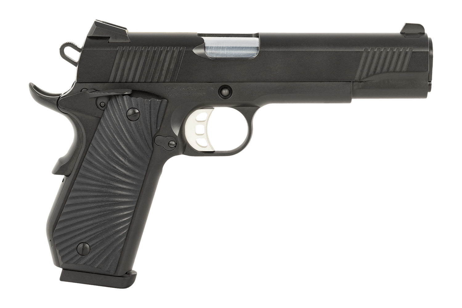 Tisas Arms 10100502 1911 Duty 45 ACP 8+1 5″ Stainless Steel Barrel Black Cerakote Carbon Steel Serrated Slide & Frame w/Beavertail Black G10 Starburst Grip Tisas Arms 10100502 1911 Duty 45 ACP 8+1 5″ Stainless Steel Barrel Black Cerakote Carbon Steel Serrated Slide & Frame w/Beavertail Black G10 Starburst Grip