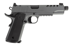 Tisas Arms 10100556 1911 Night Stalker SF 45 ACP 8+1 5.11" Black Threaded Barrel  Gray Cerakote Carbon Steel Lightening Cut/Serrated Slide  Gray Cerakote Carbon Steel Frame w/Beavertail & Picatinny Rail  Aluminum Grip