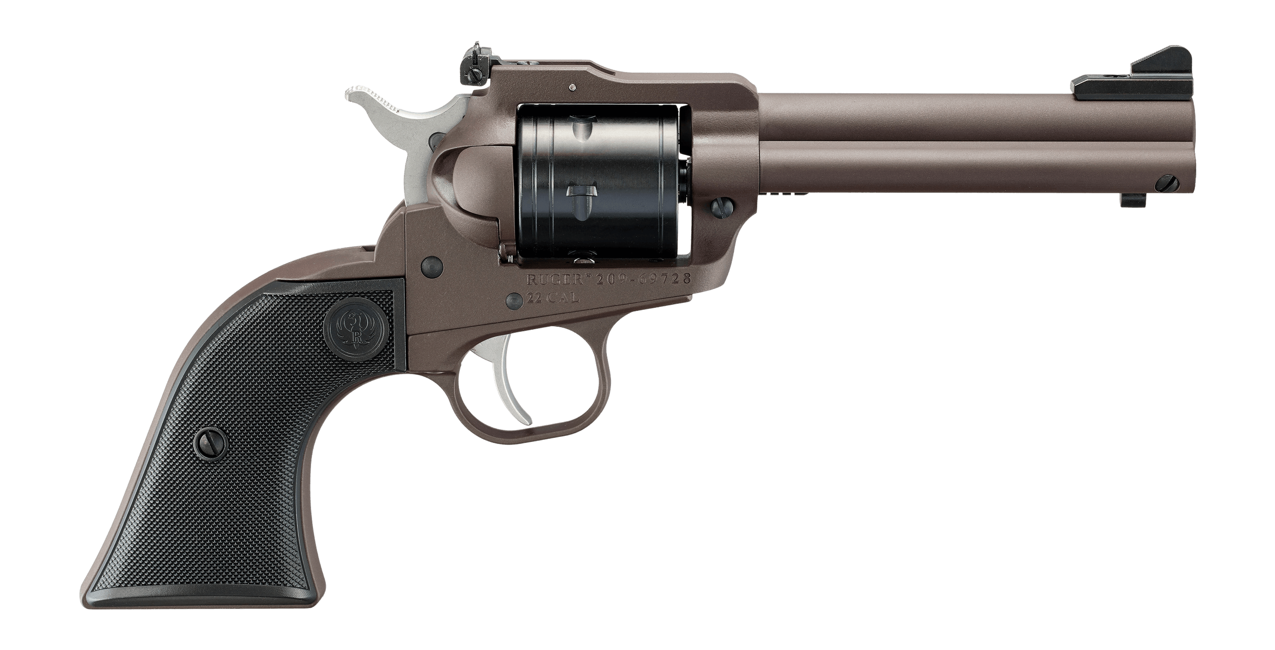 Ruger 2071 Super Wrangler 250th Anniversary 22 LR/22 WMR 6 Shot 4.62" Dark Bronze Cerakote Steel Engraved Barrel Steel Frame Checkered Synthetic Grip Transfer Bar Safety Exposed Hammer