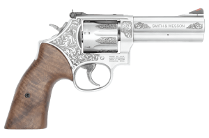 Smith & Wesson 14783 Model 686 + L-Frame Medium 357 Mag/38 Special +P 7 Shot 4.13" Stainless Steel Engraved Barrel Cylinder & Frame Tyler Gun Works Bear Hugger Walnut Grip Exposed Hammer