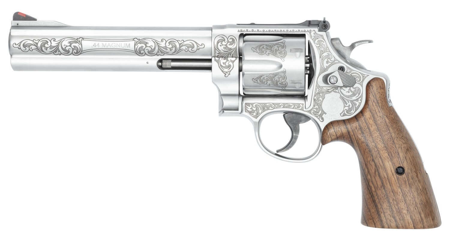 Smith & Wesson 14784 Model 629 N-Frame Large 44 S&W Spl/44 Rem Mag 6 Shot 6.50" Stainless Steel Engraved Barrel Cylinder & Frame Tyler Gun Works Bear Hugger Walnut Grip Exposed Hammer - Image 3