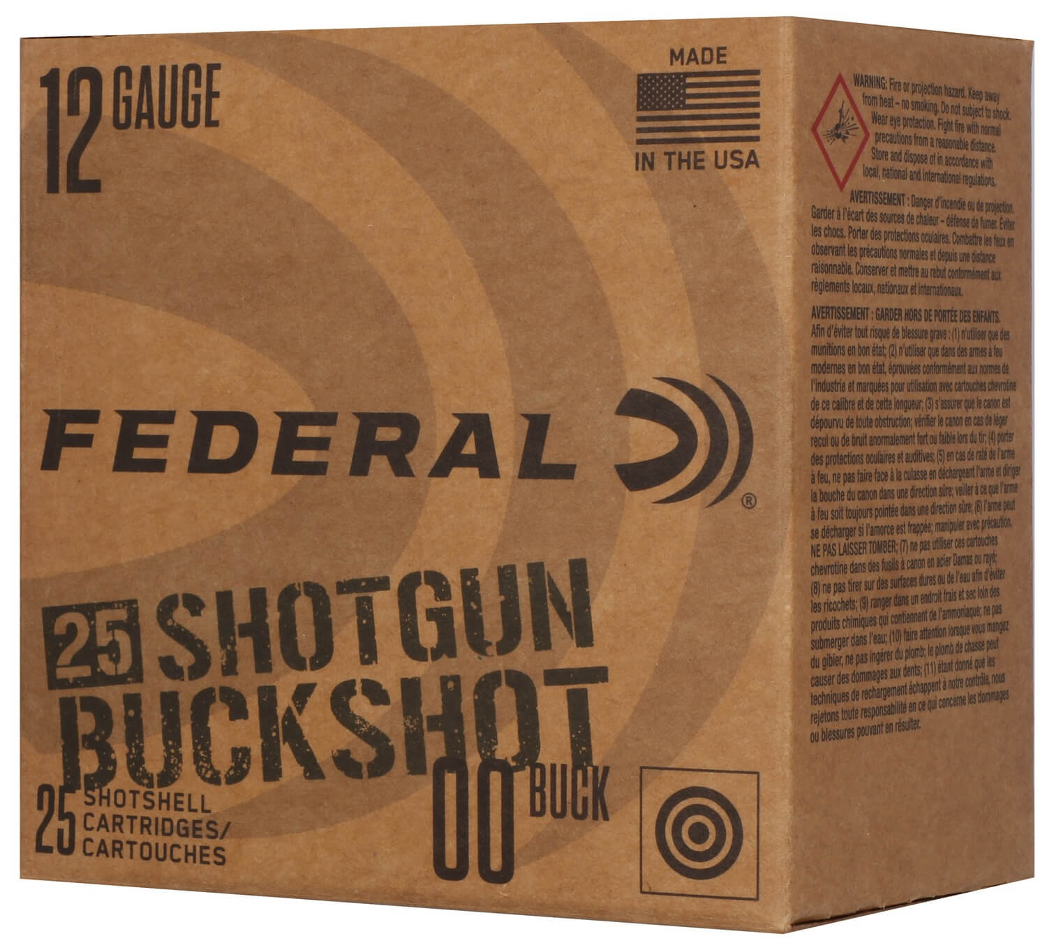 Federal F12BK2500 12Gauge 2.75″ 9Pellets 00Buck Shot 25 Per Box/10 Case Federal F12BK2500 12Gauge 2.75″ 9Pellets 00Buck Shot 25 Per Box/10 Case