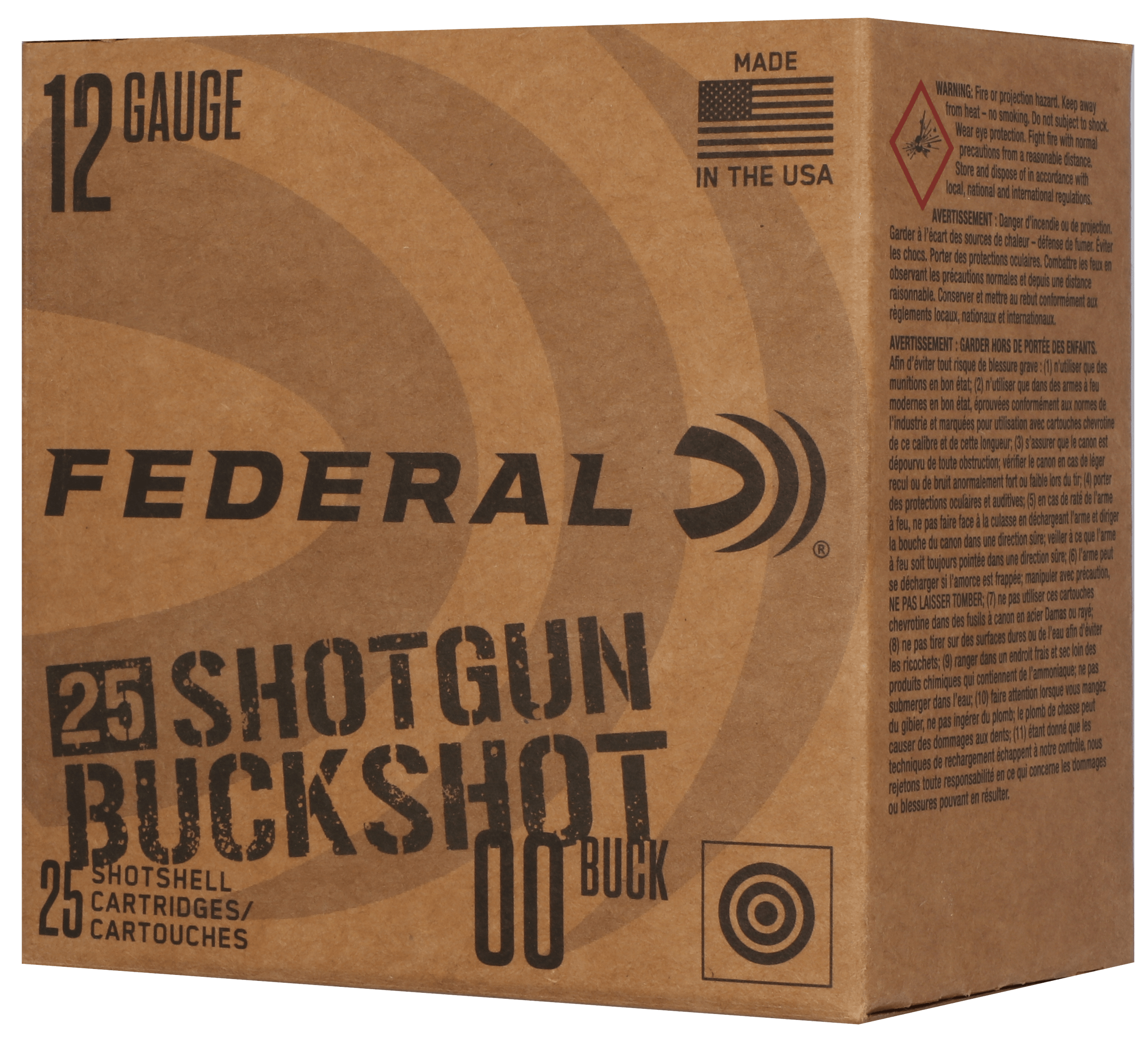Federal F12BK2500 12Gauge 2.75″ 9Pellets 00Buck Shot 25 Per Box/10 Case Federal F12BK2500 12Gauge 2.75″ 9Pellets 00Buck Shot 25 Per Box/10 Case