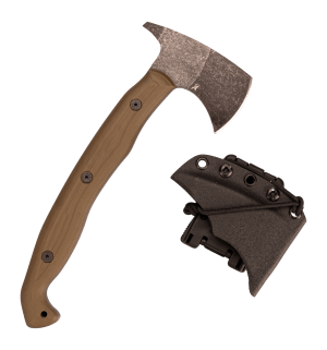 Stroup Knives SPIKEOD Spike  2" Tomahawk Plain 1095 Carbon Steel Acid Etched Blade  OD Green Handle  10" OAL