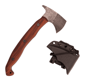 Stroup Knives SPIKEWOOD Spike  2" Tomahawk Plain 1095 Carbon Steel Acid Etched Blade  Wood Handle  10" OAL