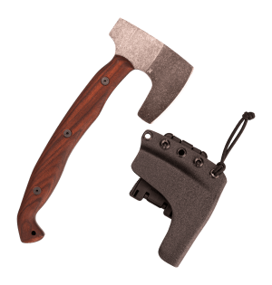 Stroup Knives VIKINGWOOD Viking  3" Tomahawk Plain 1095 Carbon Steel Acid Etched Blade  Wood Handle  10" OAL