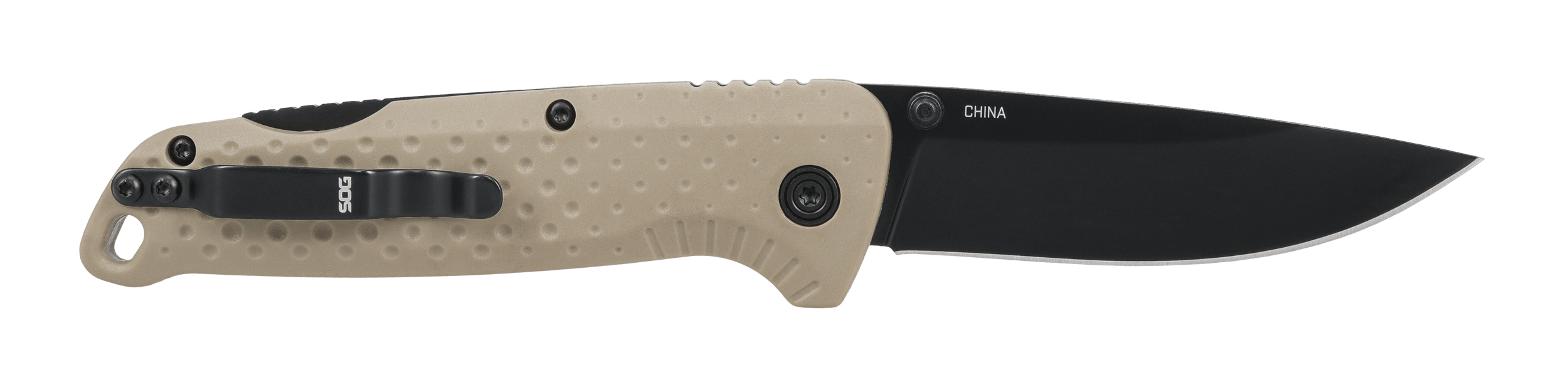 S.O.G SOG13110543 Adventurer LB 3.50" Folding Drop Point Plain Black TiNi 5Cr15MoV Blade Flat Dark Earth Textured GRN Handle