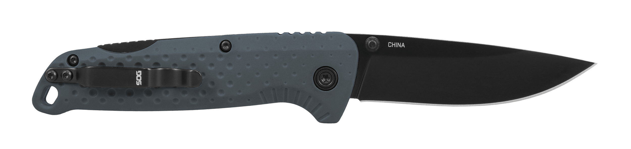 S.O.G SOG13110643 Adventurer LB 3.50" Folding Drop Point Plain Black TiNi 5Cr15MoV Blade Gray Textured GRN Handle