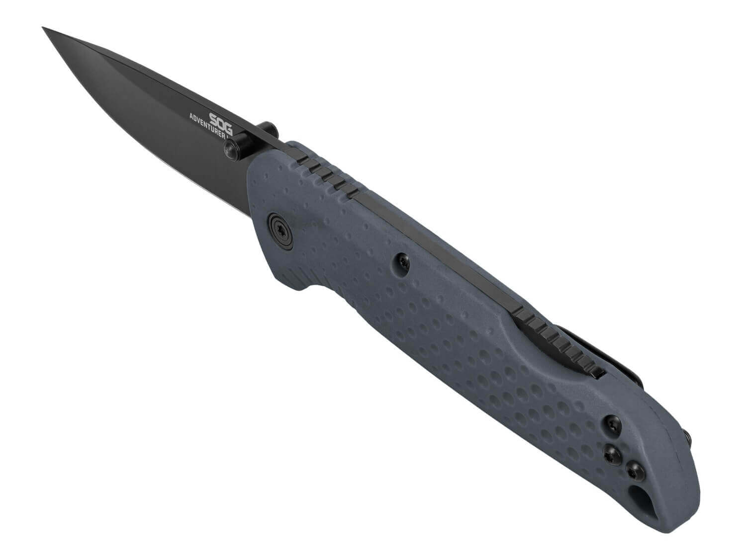 S.O.G SOG13110643 Adventurer LB 3.50" Folding Drop Point Plain Black TiNi 5Cr15MoV Blade Gray Textured GRN Handle - Image 3