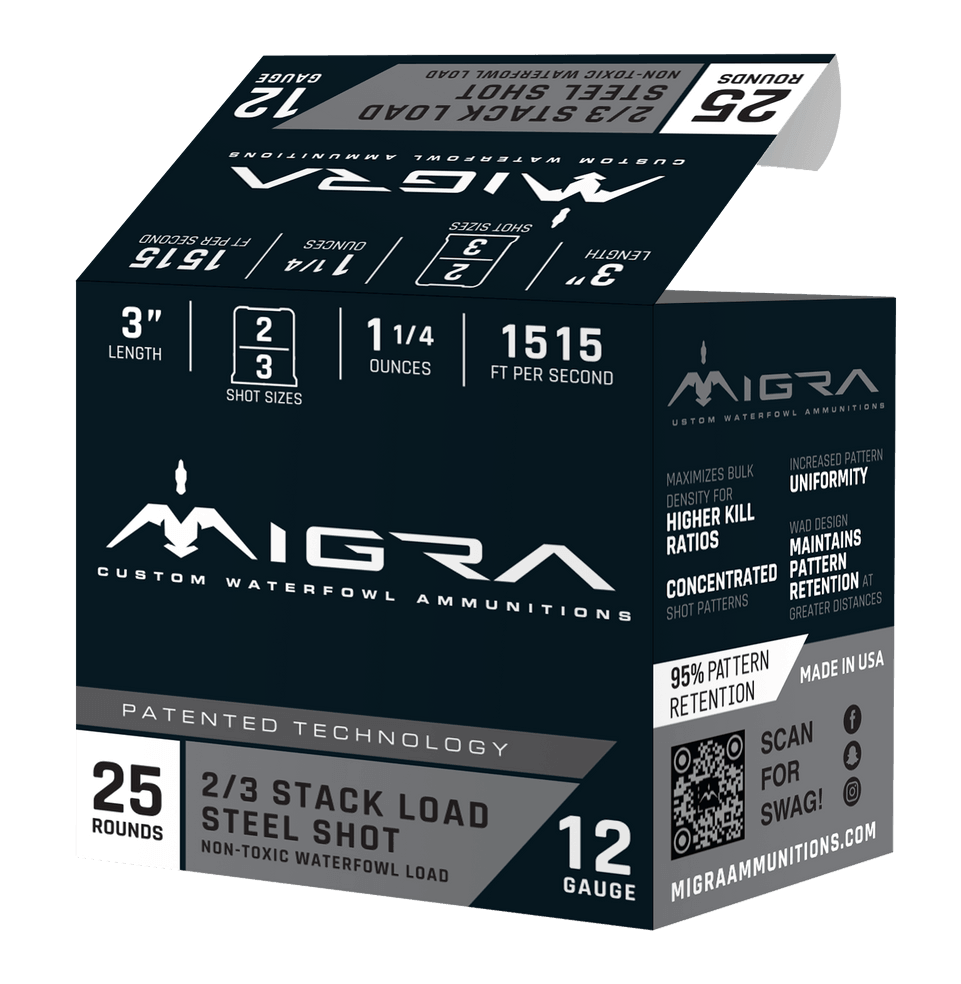 Migra Ammunitions M12AS23 12Gauge 3" 1 1/4oz 2/3Shot 25 Per Box/10 Case