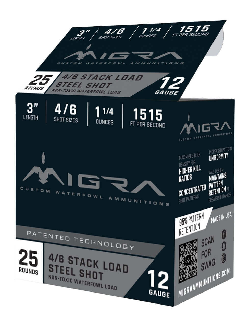 Migra Ammunitions M12AS46 12Gauge 3" 1 1/4oz 4/6Shot 25 Per Box/10 Case - Image 2