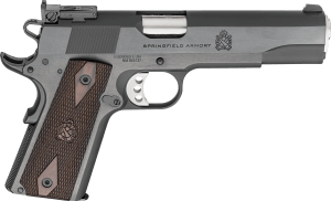 Springfield Armory PX9419ADJ 1911 Garrison Target Full Size 9mm Luger 9+1 5" Stainless Match Grade Barrel  Blued Carbon Steel Serrated Slide  Blued Carbon Steel Frame w/Beavertail  Thinline Wood Grip