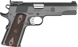 Springfield Armory PX9420ADJ 1911 Garrison Target Full Size 45 ACP 7+1 5" Stainless Match Grade Barrel  Blued Carbon Steel Serrated Slide  Blued Carbon Steel Frame w/Beavertail  Thinline Wood Grip