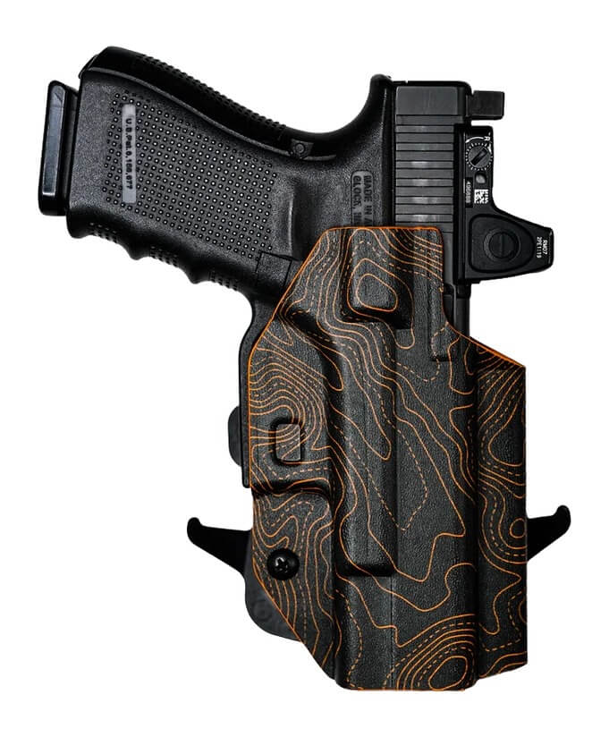 We The People Holsters WTP-R18_1044-R Optic Ready IWB Topographic Orange Kydex Fits S&W M&P Shield Plus 9MM/.40/30 Super Carry Right Hand We The People Holsters WTP-R18_1044-R Optic Ready IWB Topographic Orange Kydex Fits S&W M&P Shield Plus 9MM/.40/30 Super Carry Right Hand