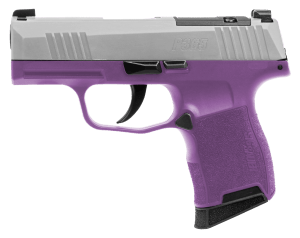 Sig Sauer 365-9-TXR3-PR P365 Purple Rain 9mm Luger 10+1 3.10" Black DLC Barrel  Stainless Steel Optic Ready/Serrated Slide  Purple Cerakote Stainless Steel Frame w/Accessory Rail  Polymer Grip  SIG-LOC Footprint