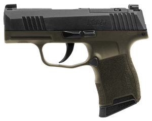 Sig Sauer 365-9-BXR3-FS P365 Fortunate Son 9mm Luger 10+1 3.10" Black DLC Barrel  Black Nitron Stainless Steel Optic Ready/Serrated Slide  OD Green Cerakote Stainless Steel Frame w/Accessory Rail  Polymer Grip  SIG-LOC Compact Footprint