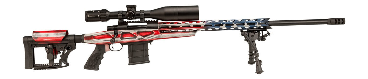 Howa HCRA25CRUSAMDT 1500 w/Optic 25 Creedmoor 10+1 24" Threaded Barrel American Flag Cerakote Steel Drilled & Tapped Receiver Buffalo River Bipod Luth-AR MBA-4 Black Polymer Stock MDT Grip Nikko Stirling Diamond Right Hand - Image 2