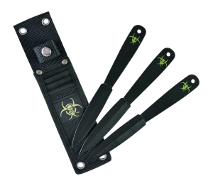 Ruko Knives G-303B-CS Throwing Knives Double Edge Three Fixed Spear Point Plain Black S45C Carbon Steel Blades Steel Handle Ruko Knives G-303B-CS Throwing Knives Double Edge Three Fixed Spear Point Plain Black S45C Carbon Steel Blades Steel Handle