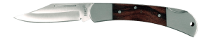 Ruko Knives NK813-40K-CS Hunting Folding Plain 420 Stainless Steel Blade 4.38" Hardwood/SS Handle Clamshell Pkg