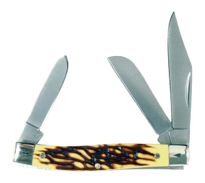 Ruko Knives RUK0072 Stockman 3.31" Folding Plain 440A Stainless Steel Blade Simulated Deer Horn Scales Handle