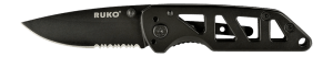 Ruko Knives RUK0162 Ti-Tactical 2.50" Drop Point Part Serrated 440A Stainless Steel Blade Vented Black TiNi Coated Handle