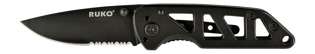 Ruko Knives RUK0162 Ti-Tactical 2.50" Drop Point Part Serrated 440A Stainless Steel Blade Vented Black TiNi Coated Handle