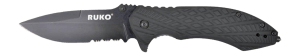 Ruko Knives RUK0182SBBK Socius 3.25ā³ Folding Part Serrated Black Oxide 440C SS Blade Black Aluminum/Rubber Handle Ruko Knives RUK0182SBBK Socius 3.25ā³ Folding Part Serrated Black Oxide 440C SS Blade Black Aluminum/Rubber Handle