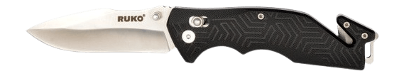 Ruko Knives RUK0188BK-CS Rescue 3.50" Folding 420A Steel Blade GFN/SS Handle Clamshell Pkg