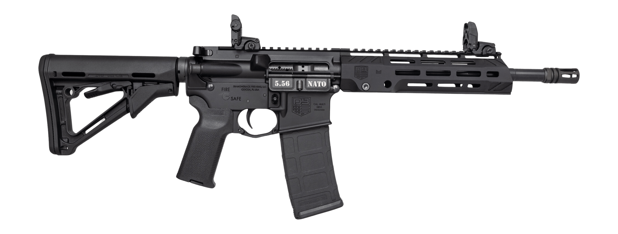 Diamondback DB2377K001 DB15 Diamond SBR 556 Nato 30+1 11.50" Black Nitride Threaded Barrel Black Anodized Aluminum Receiver w/Picatinny Rail M-LOK Handguard Black Polymer Magpul Furniture