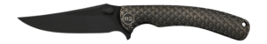 Civivi Knives WE25061B-4 3.58" Folding Plain Black Stonewashed M390 Steel Blade Black/Bronze Handle