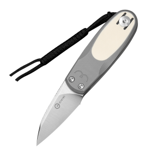 Civivi Knives C25054-1 Purr 1.83" Folding Reverse Tanto Plain Satin Nitro-V Steel Blade Gray & Ivory G10 Handle