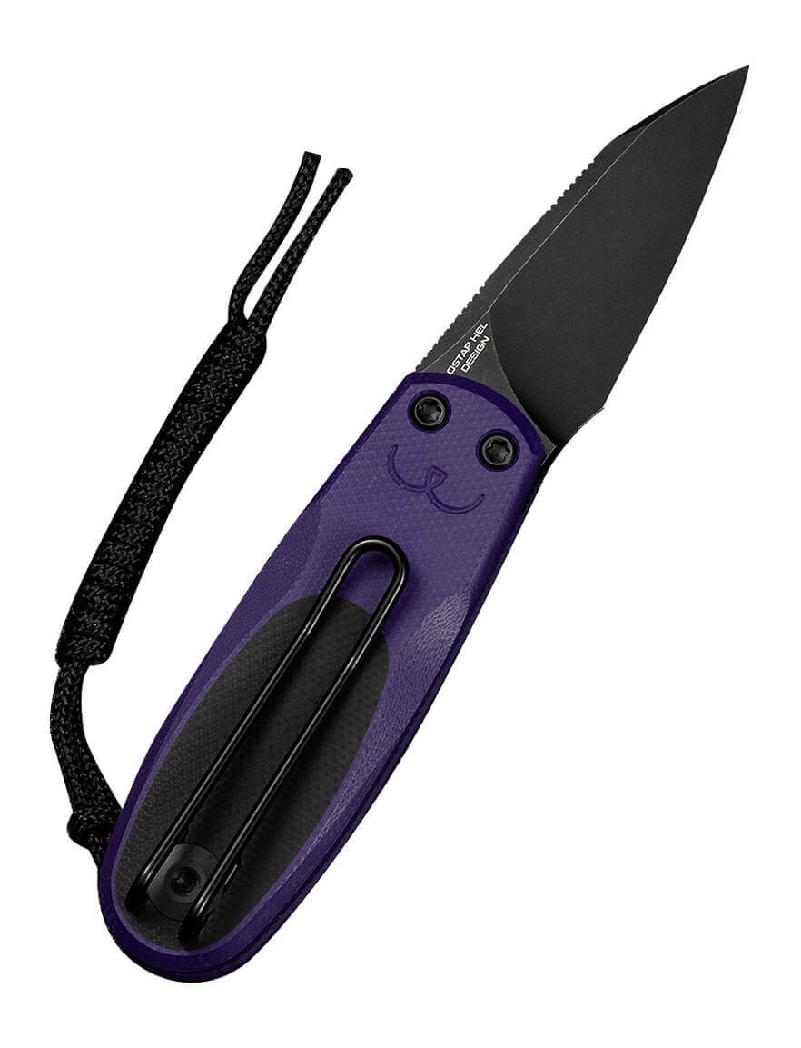 Civivi Knives C25054-3 Purr 1.83" Folding Reverse Tanto Plain Black Stonewashed Nitro-V Steel Blade Black & Purple G10 Handle - Image 3