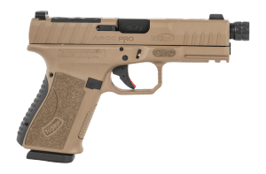 TriStar 85784 Apoc Pro 9mm Luger 15+1 4.50" Black Threaded Barrel Flat Dark Earth Cerakote Steel Optic Ready/Serrated Slide Flat Dark Earth Polymer Frame w/Picatinny Rail Interchangeable Backstrap Grip