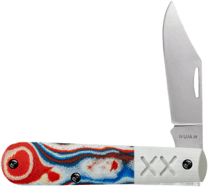 Case 53164 Crossroads XR Barlow Cut Of The Month 2.50" Folding Clip Point Satin Stonewashed S35VN SS Blade Smooth Blue Red & White G10 Handle