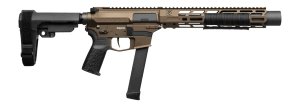 CMMG 99A6832-MB Zeroed Banshee MkGs 9mm Luger 33+1 6.50" Black Nitride Threaded Barrel  Midnight Bronze Cerakote Aluminum Receiver w/Picatinny Rail  M-LOK Handguard  Black Polymer CMMG RipBrace  CMMG Zeroed Grip  Ambidextrous