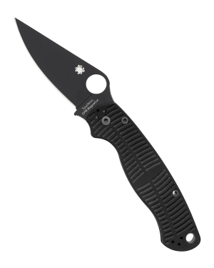 Spyderco C81GMCBKP2 Para Military 2 Salt 3.45" Folding Plain Black DLC CPM MagnaCut Blade  Black Bi-Directional Texturing G10 Handle