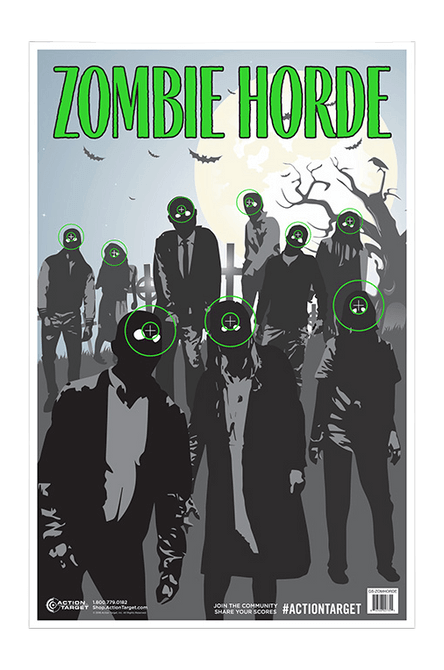 Action Target GS-ZOMHORDE-100 Zombie Horde Hanging Heavy Paper 23"x35" Black/Gray 100/Box