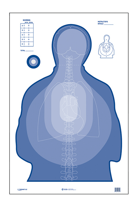 Action Target F-TSRIIANT-A2-100 Silhouette/Vitals Hanging Heavy Paper 24.50"x40" Blue/White 100/Box