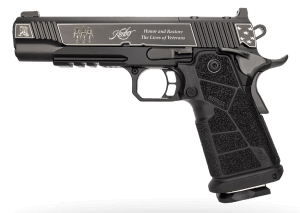 Kimber Mfg  Inc 3700895 DS Warrior Boot Campaign 9mm Luger 20+1 5" Matte Stainless Deep Crown Barrel  KimPro Black Engraved/Optic Cut/Serrated Slide  Black Stainless Steel Frame w/Beavertail & Picatinny Rail  Black Carbon Fiber Grip  Ambidextrous