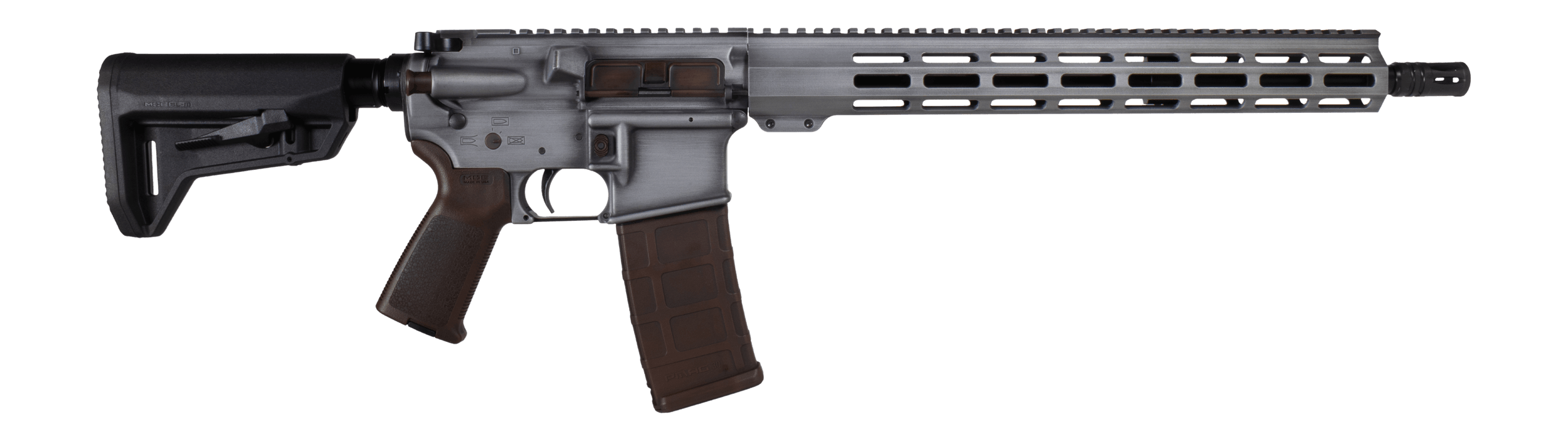 Shark Coast Tactical 300-169-1000-04 Pillager 5.56 NATO 30+1 16" Black Nitride Threaded Barrel Aluminum Receiver w/Picatinny Rail M-LOK Handguard Magpul Collapsible Black Polymer Stock Brown Magpul MOE Grip