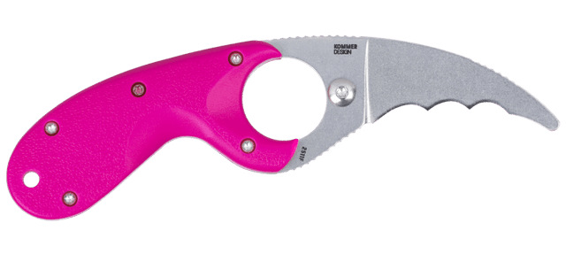CRKT 2511F Bear Claw 2.39" Fixed Hawkbill Serrated Stonewashed AUS8A SS Blade Pink Textured GRN Handle