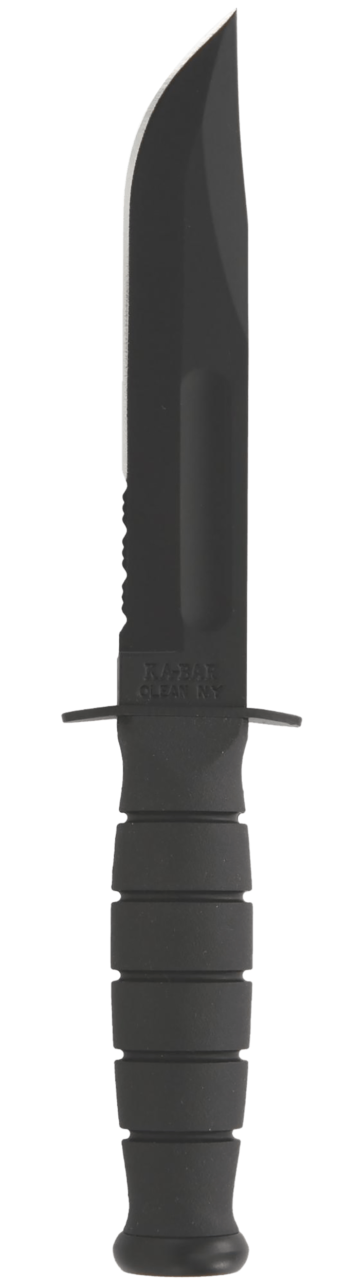 Ka-Bar 1257 Short Fight/Utility 5.25" Fixed Clip Point Part Serrated Black 1095 Cro-Van Blade Black Kraton G Handle Includes Sheath