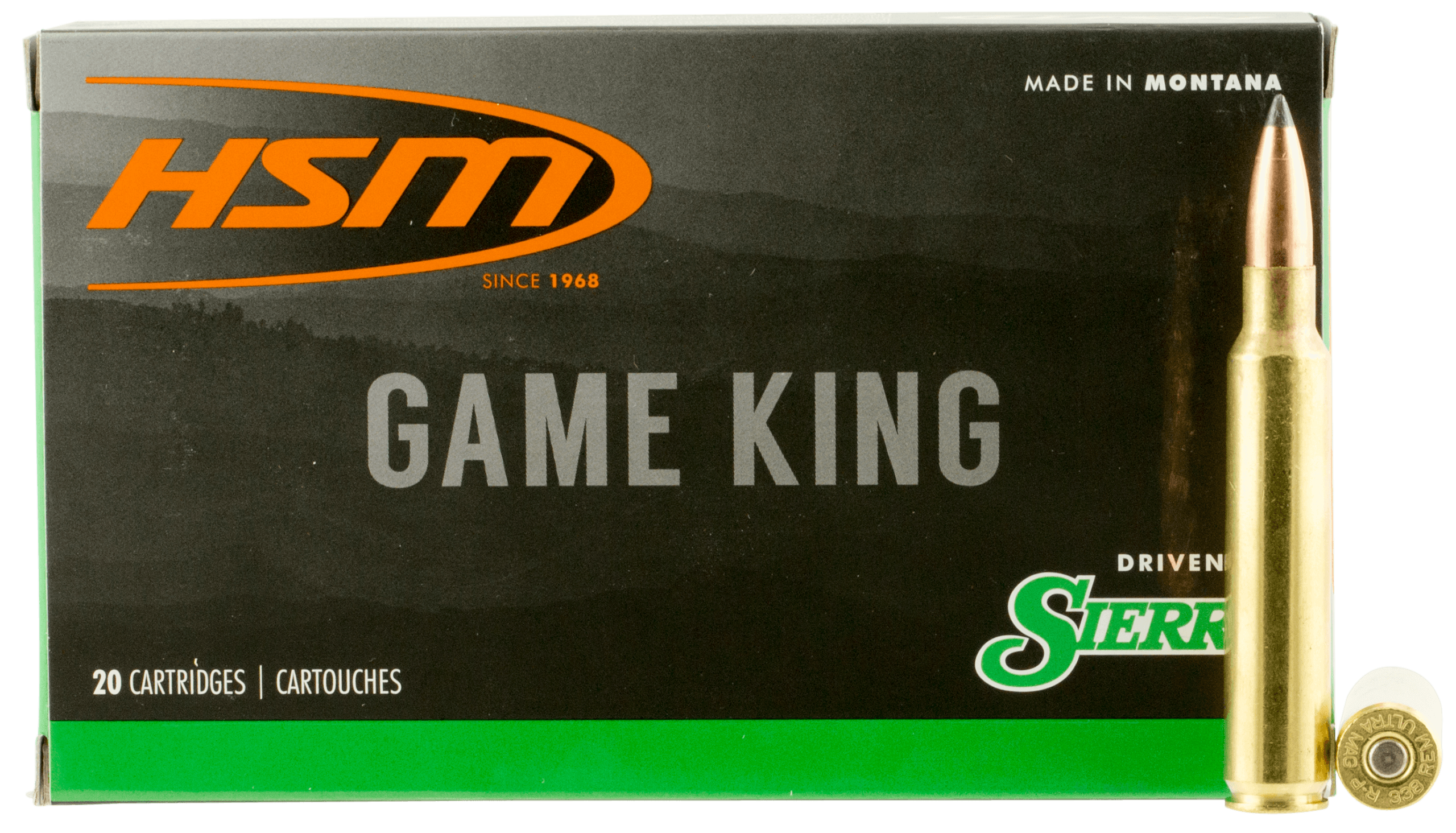 HSM 338RUM10N Game King 338 RUM 215 gr Sierra GameKing Spitzer Boat Tail 20rd Box