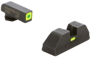 AmeriGlo GL614 CAP Sight Set for Glock  Black | Green Tritium with Lumigreen Outline Front Sight with Black LumiGreen Rear Sight